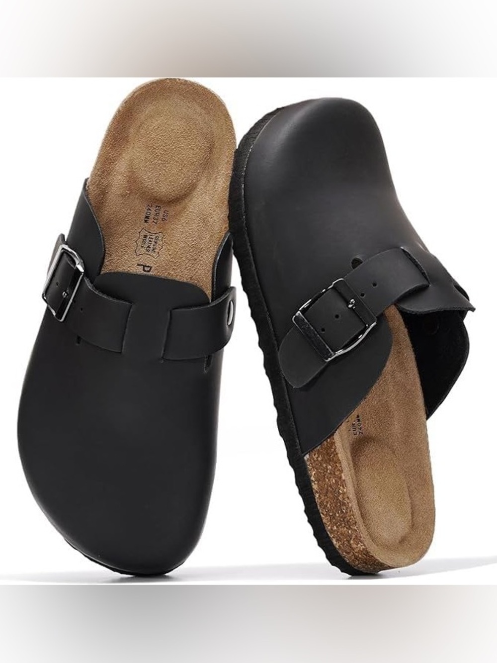 PROJECT CLOUD BENTON CLOG SANDAL SIZE 10 BLACK SUEDE CORK FOOTBED MEMORY FOAM